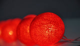 All Red Noir Cotton Ball 5cm Ball - 3 Metre Battery Powered -  fairy party room lights decor