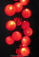 Red Cotton Ball 5cm - Mains Power- 5m with 30 LED Bulb fairy light string