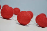 Red Cotton Ball 5cm - Mains Power- 5m with 30 LED Bulb fairy light string