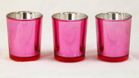 Hot Pink Glass Holder for Votive or TeaLight Candle - Golden Anniversary Decor