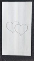 Wedding - Christening or Anniversary- White Grease Proof Cake Bags - Twin Silver Heart x 10 Pack