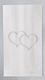 Wedding - Christening or Anniversary- White Grease Proof Cake Bags - Twin Silver Heart x 10 Pack