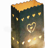 Silver heart in heart Lantern Tealight Candle Paper Bags - Wedding  Party Decoration - 10 Pack