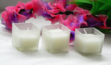 Square Frosted Glass Holder Votive Candle - White Wax - Small
