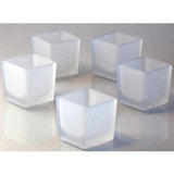 Square Frosted Glass Tea Light Candle Holder - 5cm cube