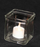 Square Clear Glass Tea Light Candle Holder - Large 7.5cm cube