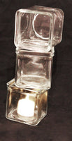 Square Clear Glass Tea Light Candle Holder - Large 7.5cm cube