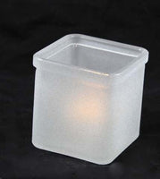 Square Frosted Glass Tealight Candle Holder - Large 7.5cm cube