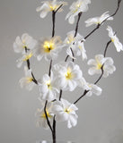 White Frangipani flower bunch on stems sticks - 50 cm high battery powered table centrepiece fairy lights