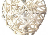 Natural White Cane Wicker Rattan Heart Style -Battery Powered -  fairy lights