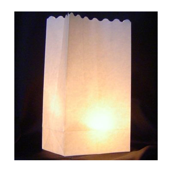 All White Lantern Tealight Candle Paper Bags - Party Decoration - 10 Pack