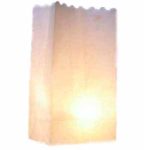 Plain White Lantern Candle Paper Bags - Party Decoration - 10 Pack