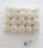 Natural White Cane Wicker Rattan Ball Style -Battery Powered -  fairy lights