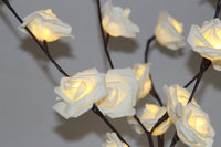 White Roses bunch of flowers on stems - battery powered table centrepiece fairy lights - Medium