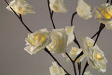 White Roses bunch of flowers on stems - battery powered table centrepiece fairy lights - Medium