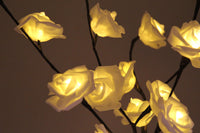 White Roses bunch of flowers on stems - battery powered table centrepiece fairy lights - Medium
