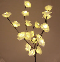 White Roses bunch of flowers on stems - battery powered table centrepiece fairy lights - Medium