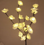 White Roses bunch of flowers on stems - battery powered table centrepiece fairy lights - Medium