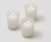 White Wax Votive Table Candle in FROSTED Glass Holder - 6cm High - wedding party table decoration