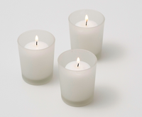LARGE 8cm White Wax Votive in Frosted Glass -Wedding decoration