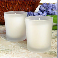 LARGE 8cm White Wax Votive in Frosted Glass -Wedding decoration
