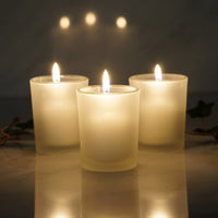 White Wax Votive Table Candle in FROSTED Glass Holder - 6cm High - wedding party table decoration