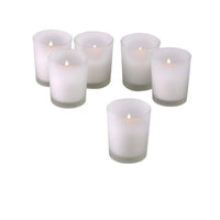 White Wax Votive Table Candle in FROSTED Glass Holder - 6cm High - wedding party table decoration