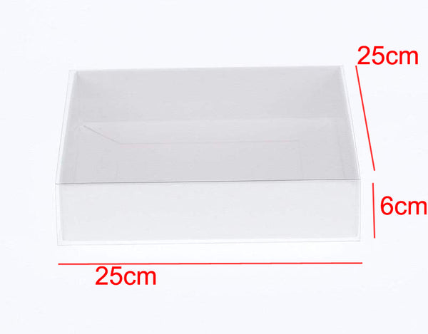Square White Hamper Product Presentation Gift Box - 25x25x6cm deep - White with Clear Lid - Retail Product Show case