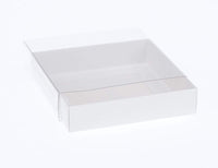 Square Hamper Product Presentation Gift Box - 20x20x8cm deep - White with Clear Lid - Retail Product Show case