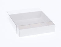 Square White Hamper Product Presentation Gift Box - 25x25x6cm deep - White with Clear Lid - Retail Product Show case