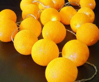 Yellow Cotton Ball 5cm Ball - 3 Metre Battery Powered -  fairy party room lights decor