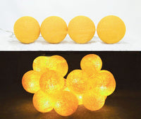 Yellow Cotton Ball 5cm - Mains Power- 5m with 30 LED Bulb fairy light string