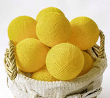 Yellow Cotton Ball 5cm - Mains Power- 5m with 30 LED Bulb fairy light string