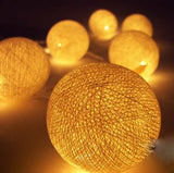 Yellow Cotton Ball 5cm - Mains Power- 5m with 30 LED Bulb fairy light string
