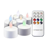 12 x Recharchable LED Battery Tealight Candle Set - White Holder - Colour Changing