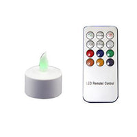 12 x Recharchable LED Battery Tealight Candle Set - White Holder - Colour Changing