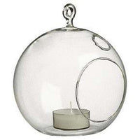 10cm Hanging Clear Glass Candle Holder- Ball - Outdoor or Indoor