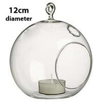 12cm Hanging Clear Glass Candle Holder- Ball - Outdoor or Indoor Event Decoration