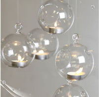 12cm Hanging Clear Glass Candle Holder- Ball - Outdoor or Indoor Event Decoration