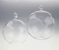 10cm Hanging Clear Glass Candle Holder- Ball - Outdoor or Indoor