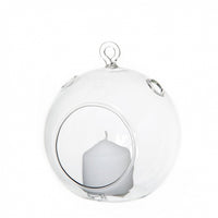 10cm Hanging Clear Glass Candle Holder- Ball - Outdoor or Indoor