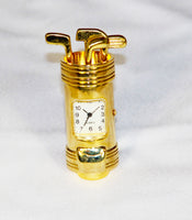 Desk Top Gold Clock in a Golf Club Bag - Presentation Gift, fathers day xmas birthday present