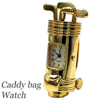 Desk Top Gold Clock in a Golf Club Bag - Presentation Gift, fathers day xmas birthday present