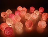 Pink Cotton Ball 5cm - Mains Power- LED Bulb fairy lights