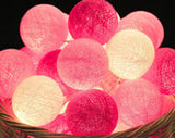Pink Cotton Ball 5cm - Mains Power- LED Bulb fairy lights