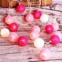 Pink Cotton Ball 5cm - Mains Power- LED Bulb fairy lights