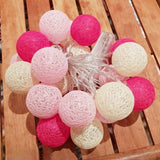 Pink Cotton Ball 5cm - Mains Power- LED Bulb fairy lights