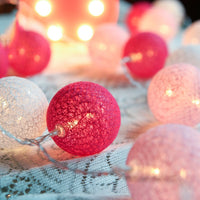 Pink Cotton Ball 5cm - Mains Power- LED Bulb fairy lights