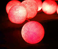 Red Cotton Ball 5cm - Mains Power- 5m with 30 LED Bulb fairy light string