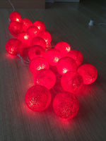 All Red Noir Cotton Ball 5cm Ball - 3 Metre Battery Powered -  fairy party room lights decor